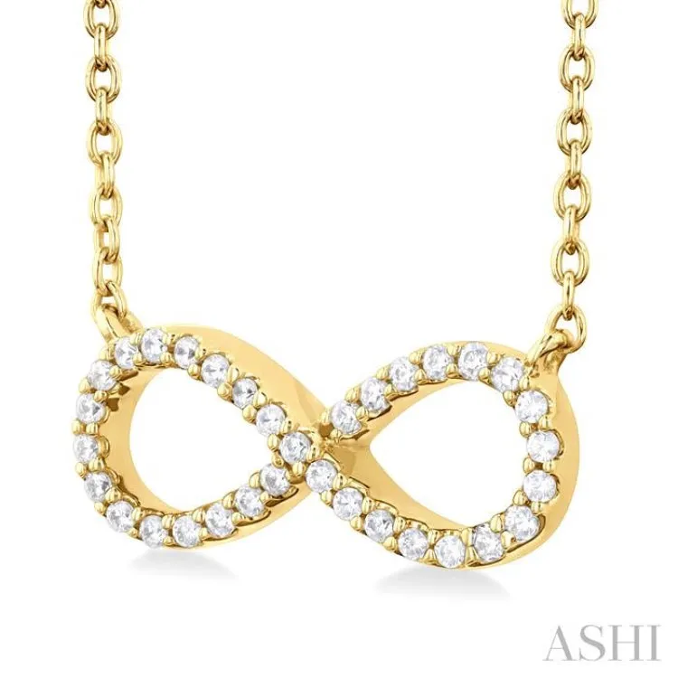 1/10 Ctw Round Cut Diamond Infinity Necklace in 10K Yellow Gold