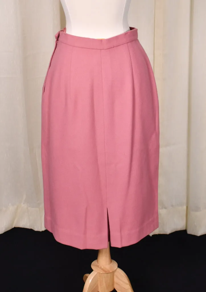 1950s Vintage Rose Pink Wool Skirt