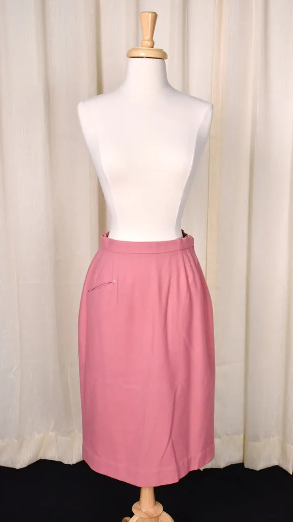 1950s Vintage Rose Pink Wool Skirt