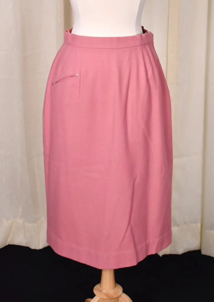 1950s Vintage Rose Pink Wool Skirt