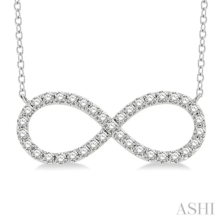 3/4 Ctw Round Cut Diamond Infinity Necklace in 14K White Gold