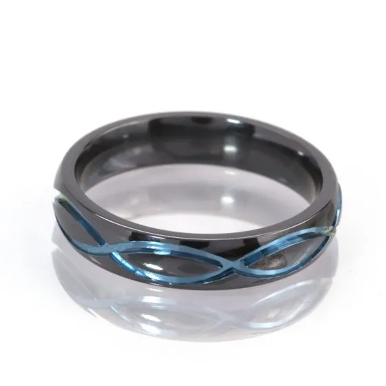 5mm Infinity Ring, Black Zirconium Ring, Anodized Jewelry