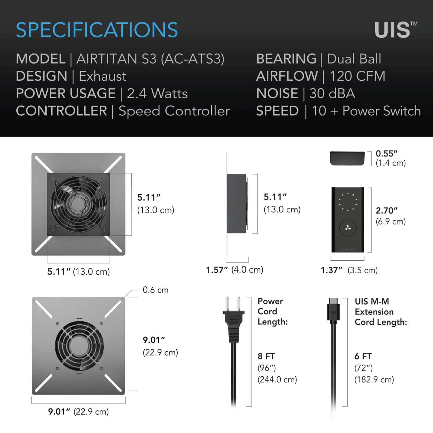 AC Infinity AIRTITAN T3, Crawlspace and Basement Ventilation Fan 6", WiFi-Integrated Controls, IP-55 Rated