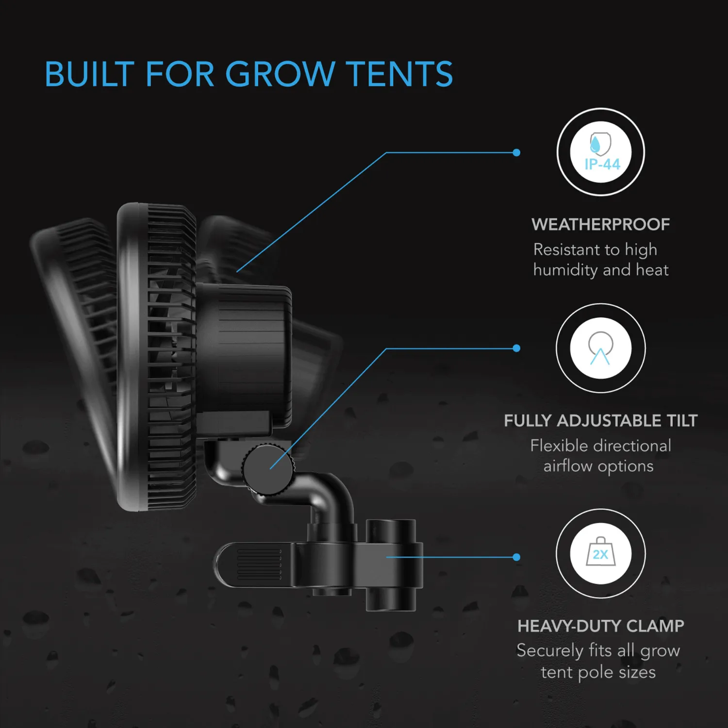 AC Infinity CLOUDRAY A9, Grow Tent Clip Fan 9" with 10 Speeds, EC-Motor, Manual Swivel