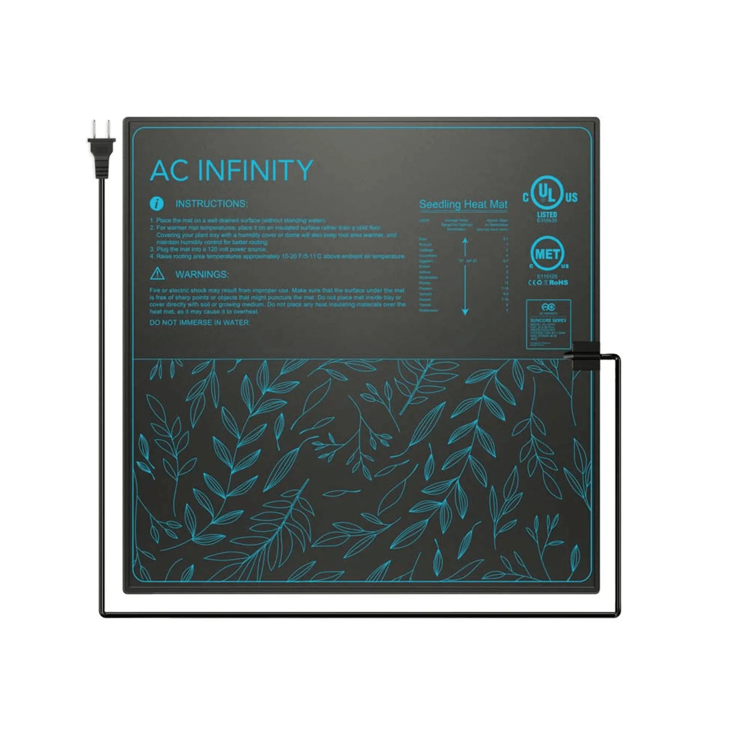 AC Infinity SUNCORE A5, Seedling Heat Mat, IP-67 Waterproof, 20" x 20.75"