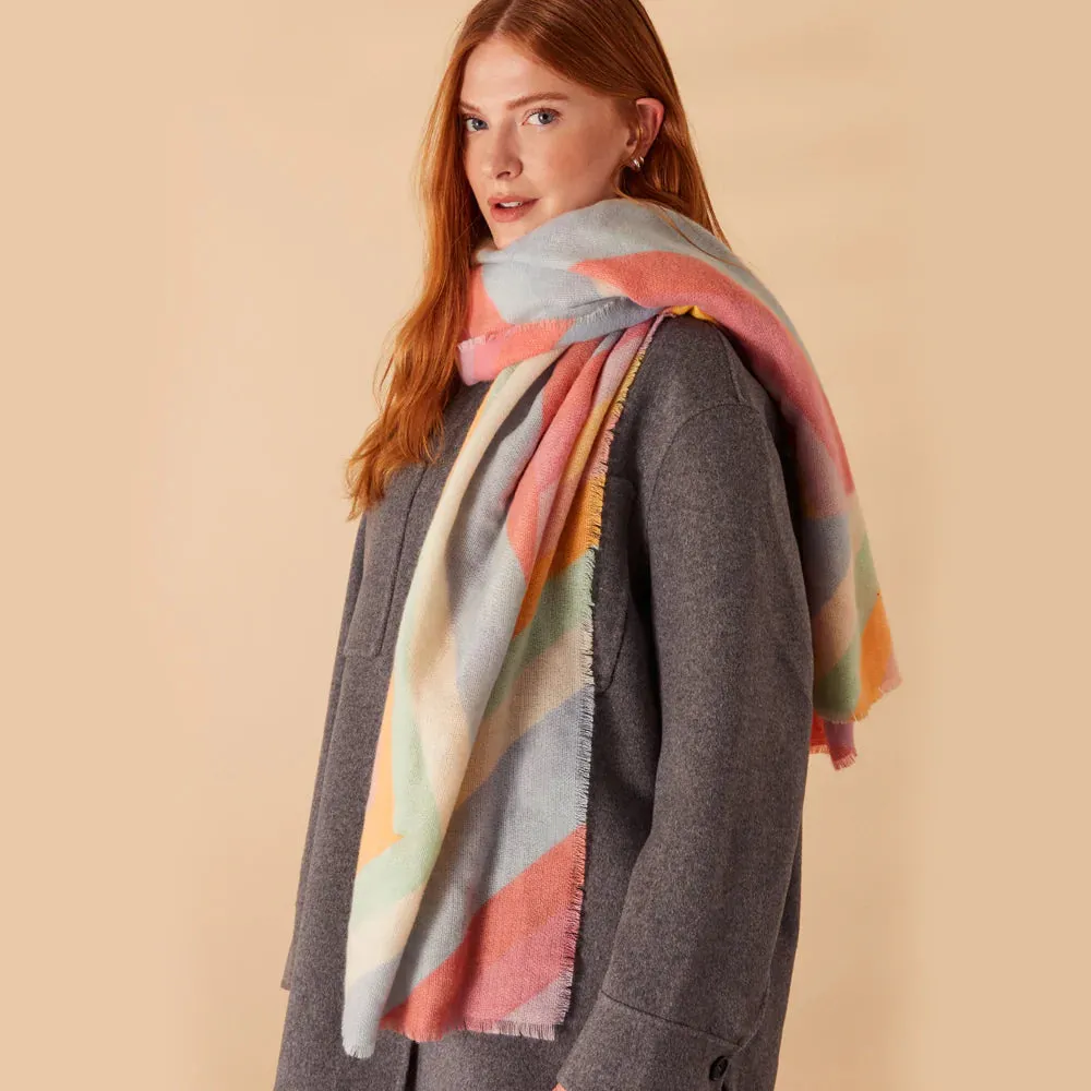 Accessorize London Women's Multi Pastel Chevron Blanket