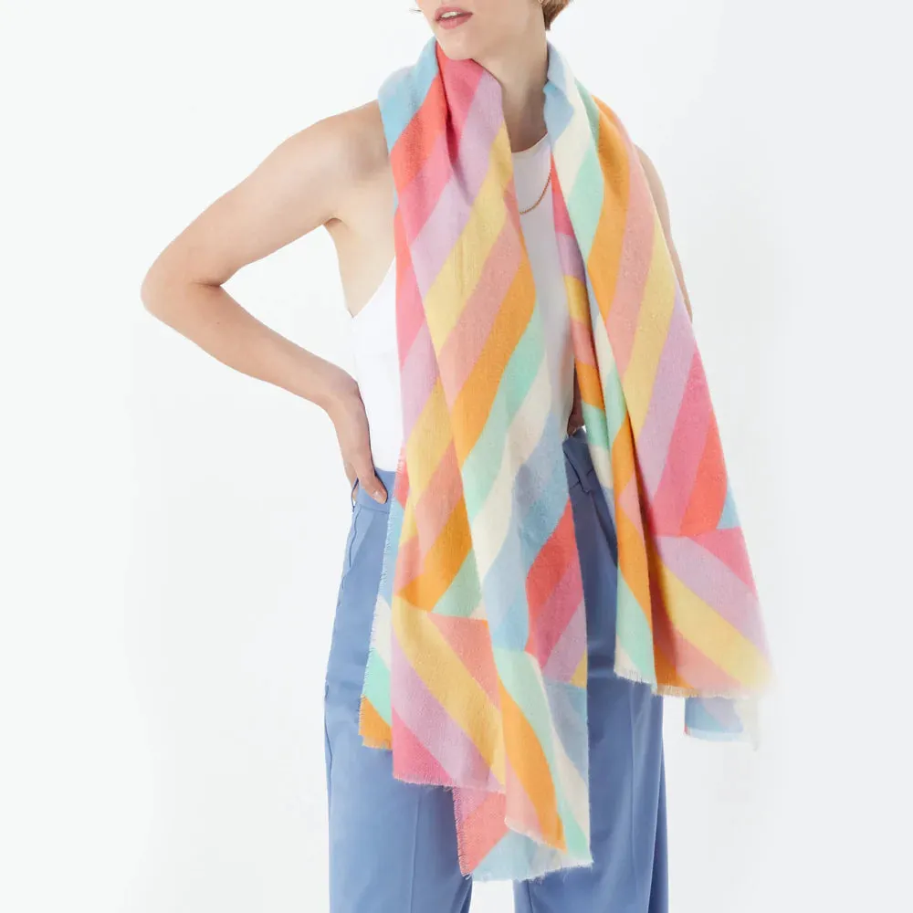 Accessorize London Women's Multi Pastel Chevron Blanket