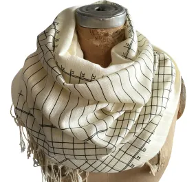 Accountant Scarf. Ledger Paper linen weave pashmina