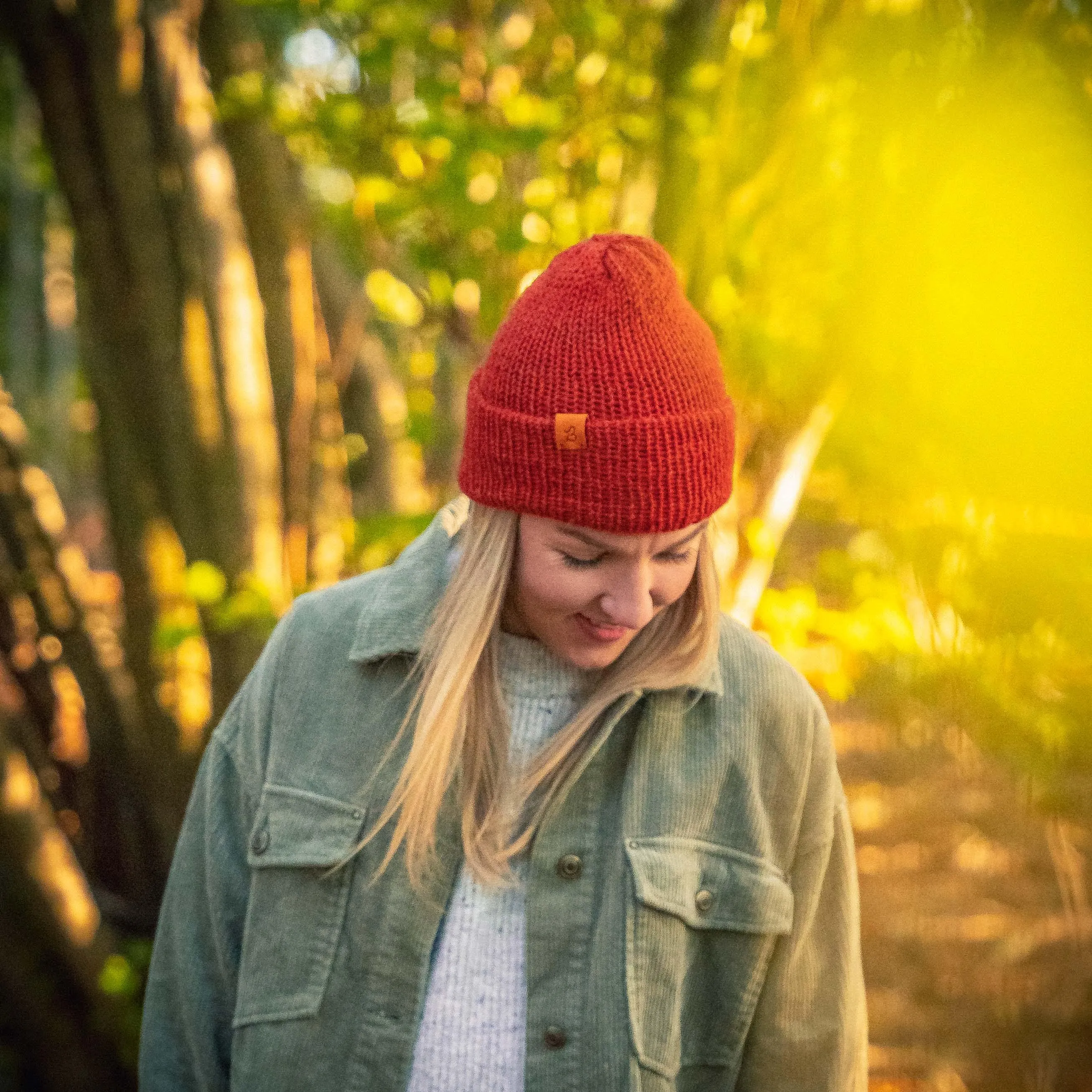 Alpaca Wool Beanie Hat - Rust Mix