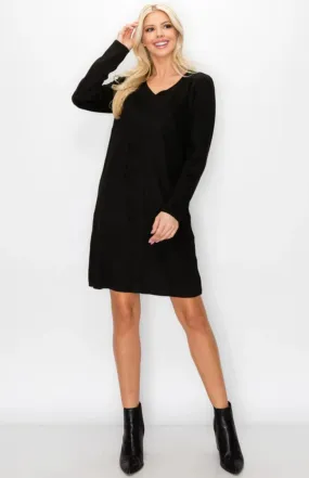 Aurora V-Neck Dress - Black