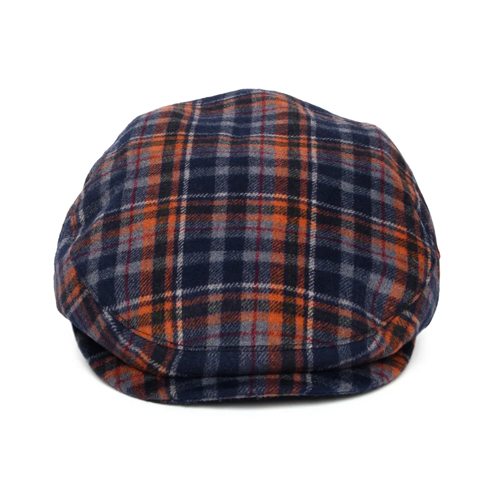 Bailey Hats Wickes Plaid Flat Cap With Earflaps - Navy-Orange