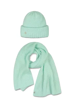 BARROW CHUNKY BEANIE & MILLER RIB SCARF SET - Mint