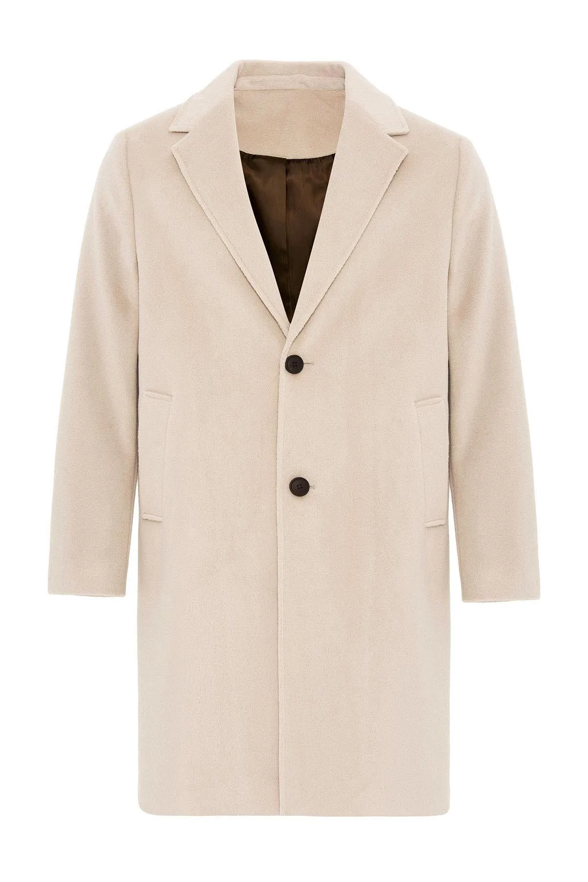 Beige Textured Men's Coat - Wessi