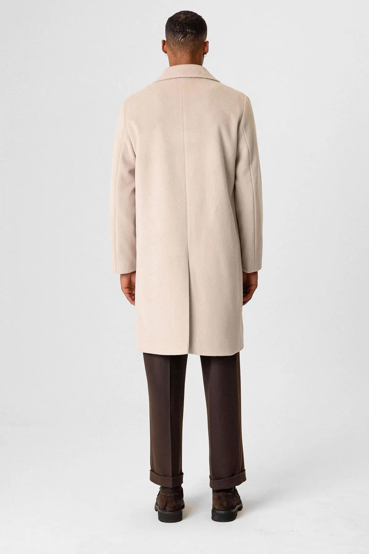 Beige Textured Men's Coat - Wessi