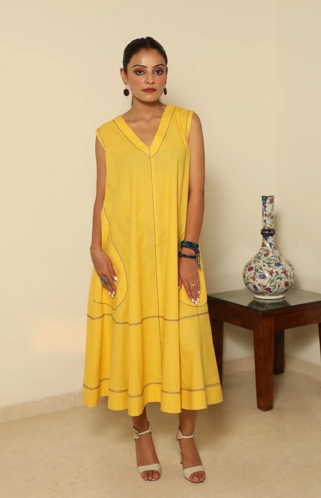 Bias Cut Dress- Yellow