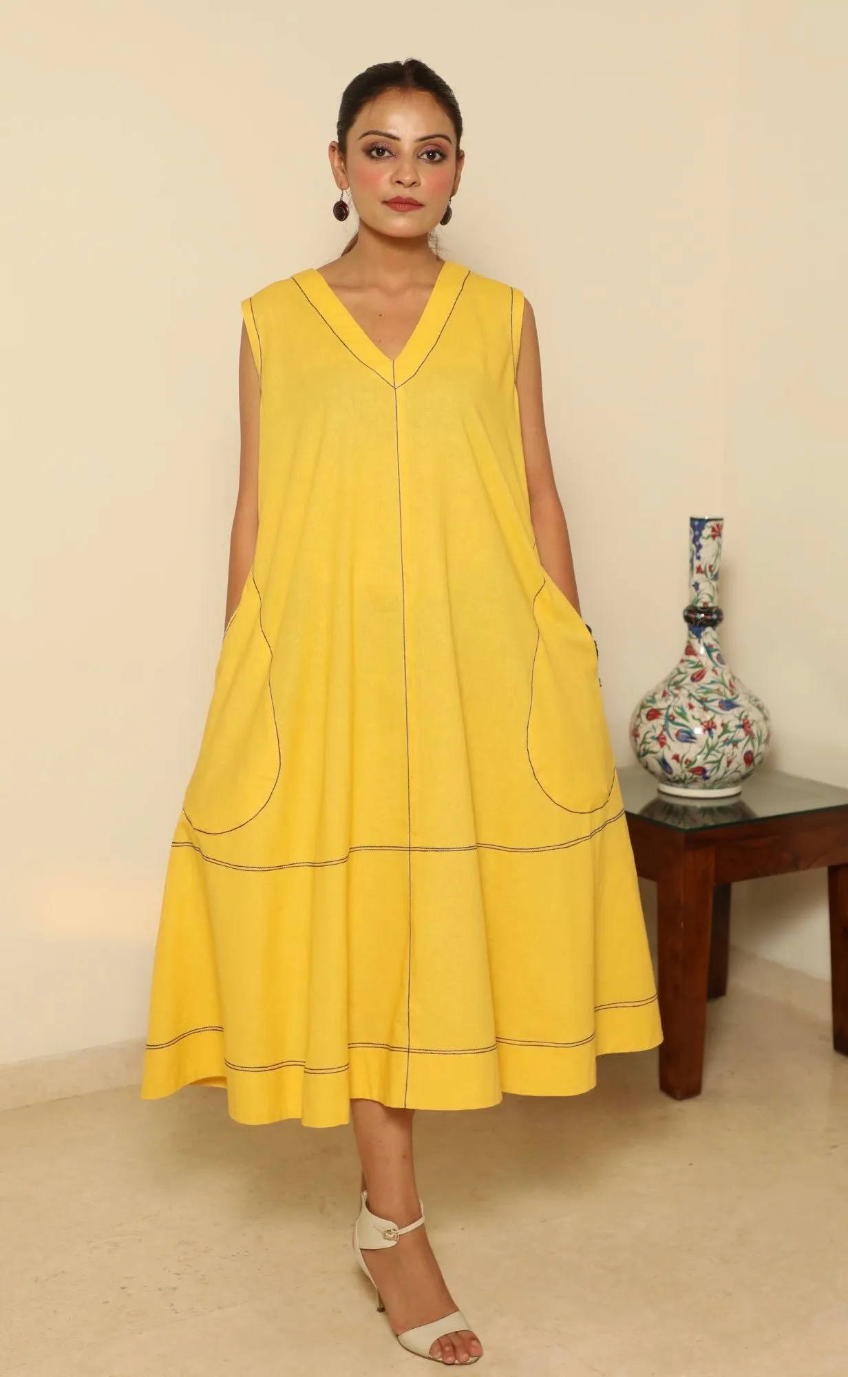 Bias Cut Dress- Yellow