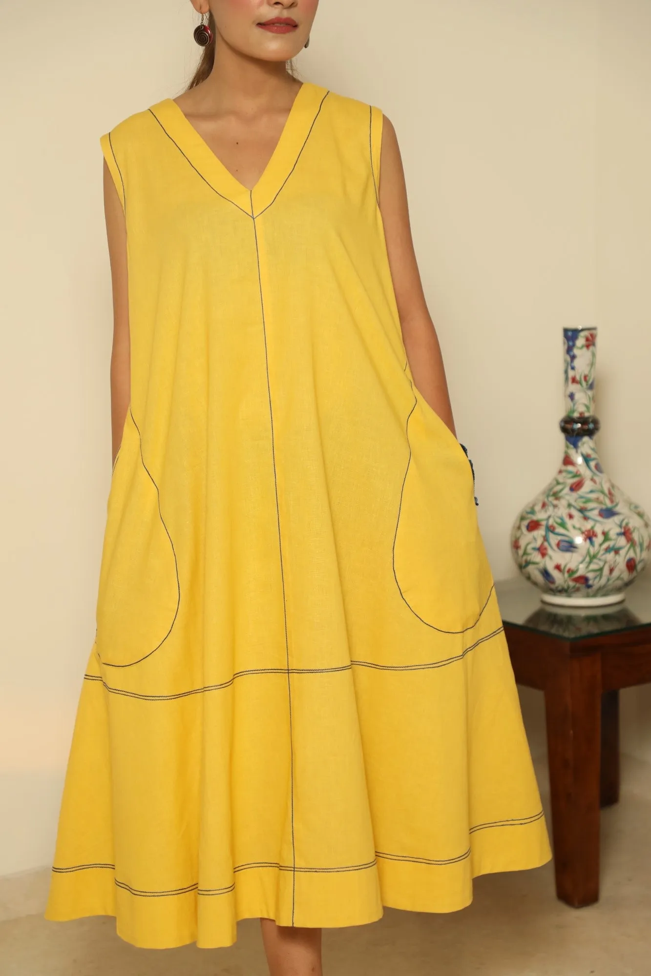 Bias Cut Dress- Yellow