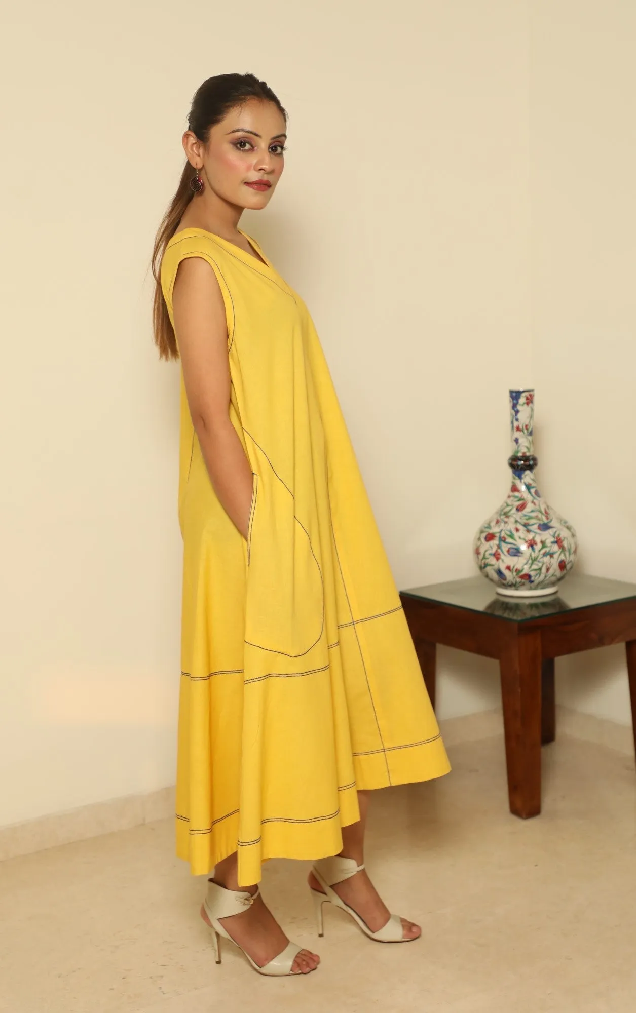 Bias Cut Dress- Yellow