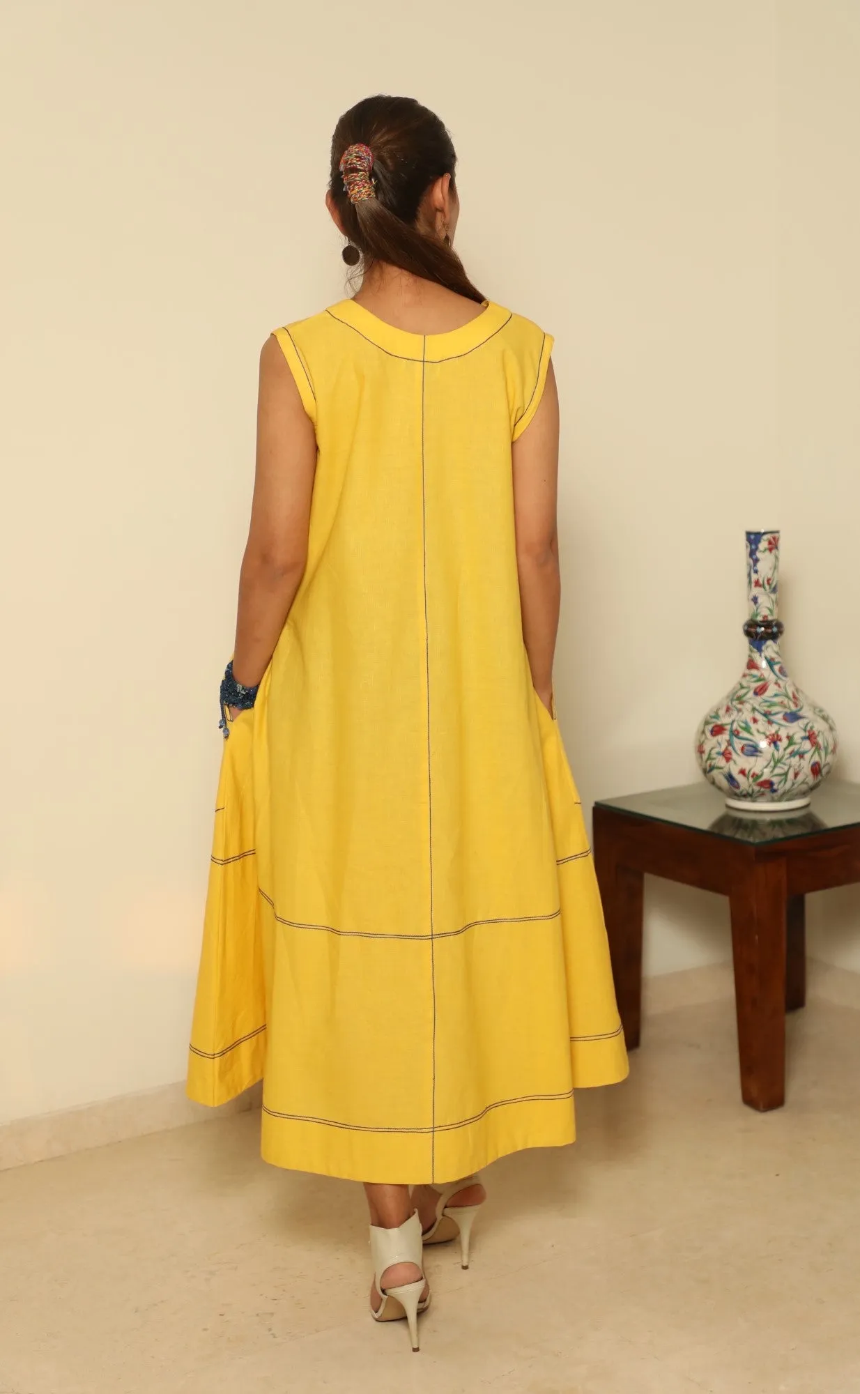 Bias Cut Dress- Yellow