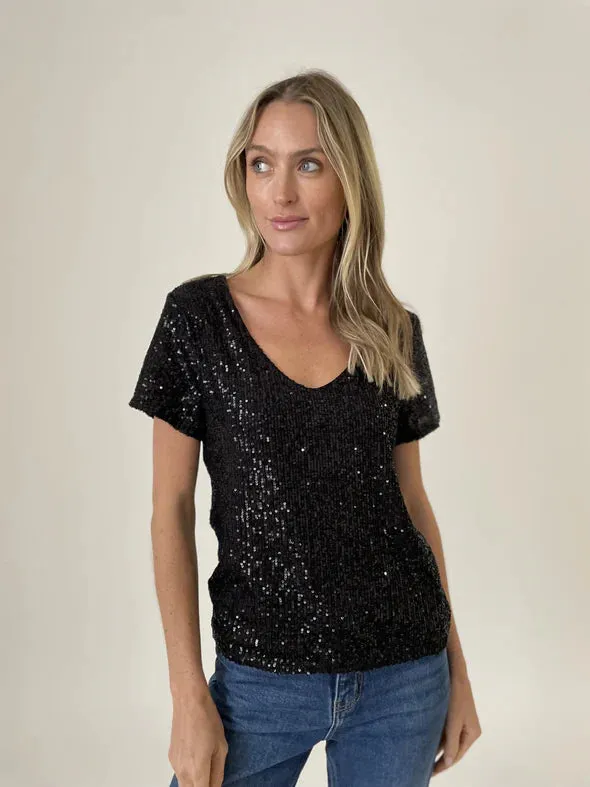 Black Sequin Anna Top