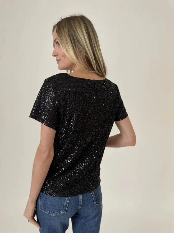 Black Sequin Anna Top