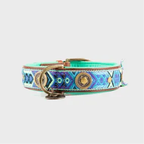 Boho Juan Blue Leather Dog Collar - Dog with a Mission