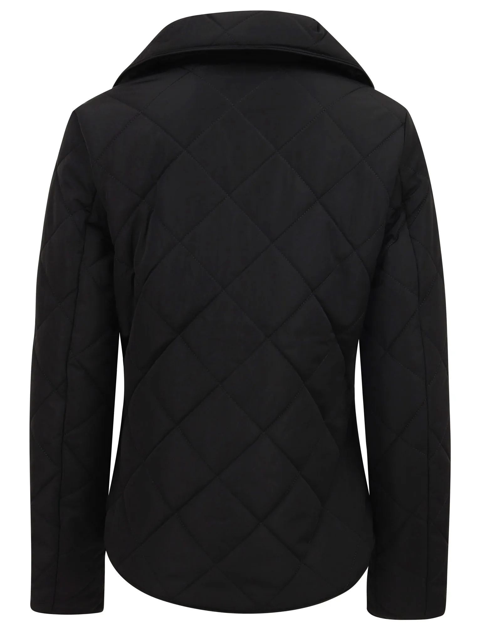 Braintree Funnel Neck Diamond Quilted Puffer Jacket In Black - Tokyo Laundry