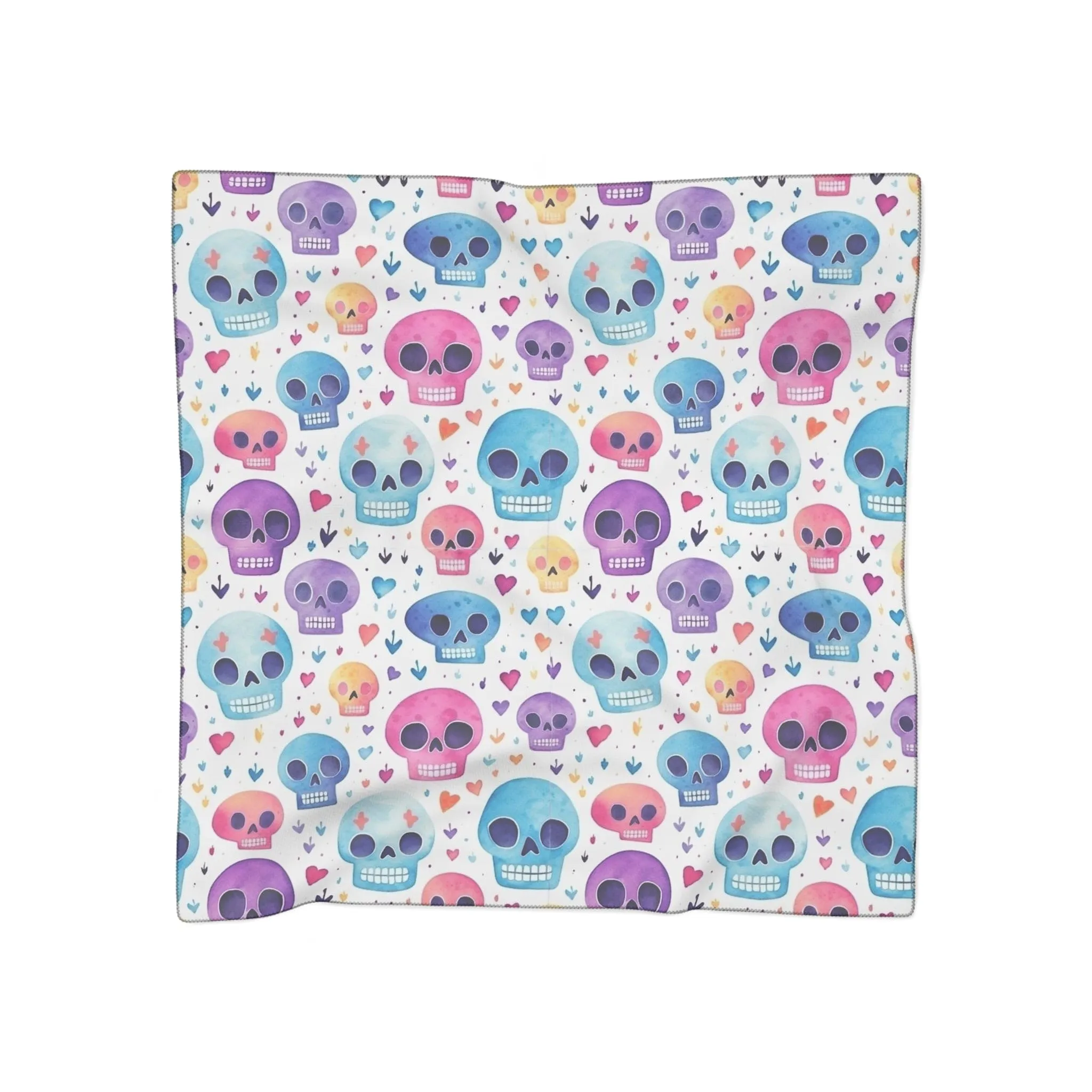 Bright Pastel Skulls Voile or Chiffon Poly Scarf