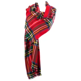 Brushed Tartan Cotton Scarf Stewart Royal