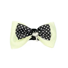 Cat Collar Bow: Bright Green with Black Polka Dot Ribbon Cat Collar Bow