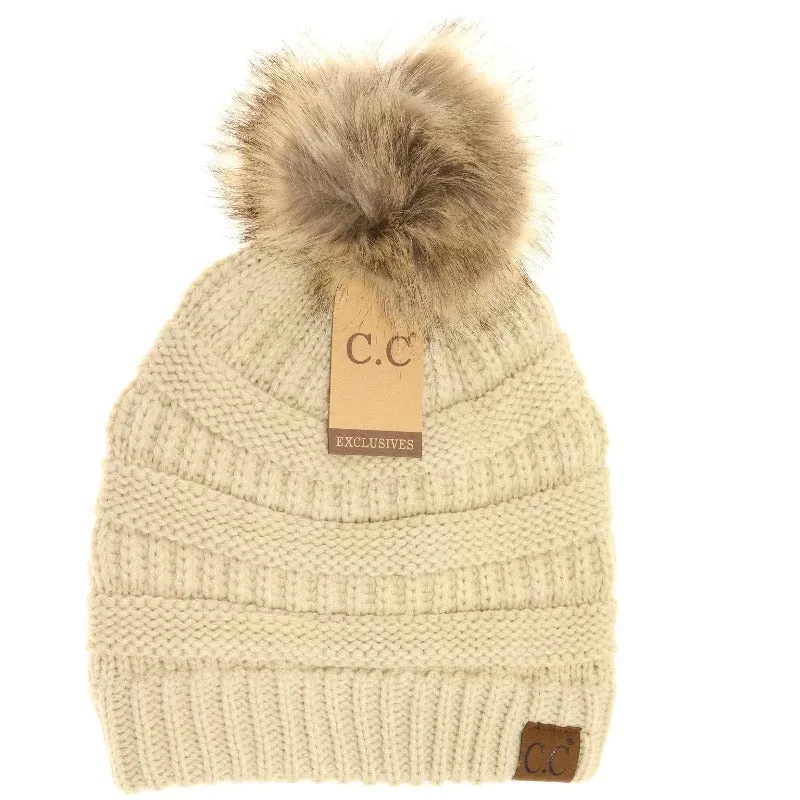 CC Beanie Fur Pom-Pom Beanie