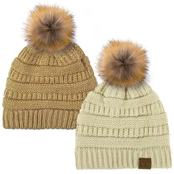 CC Beanie Fur Pom-Pom Beanie