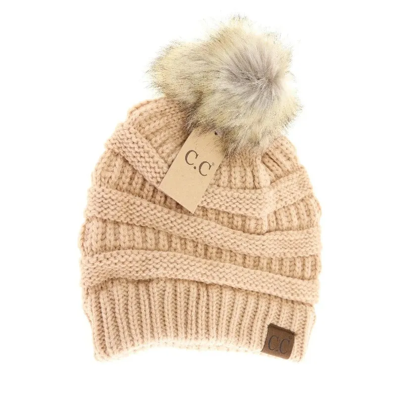 CC Beanie Fur Pom-Pom Beanie