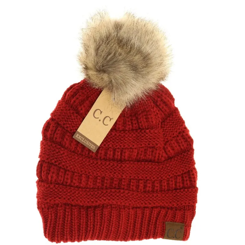 CC Beanie Fur Pom-Pom Beanie