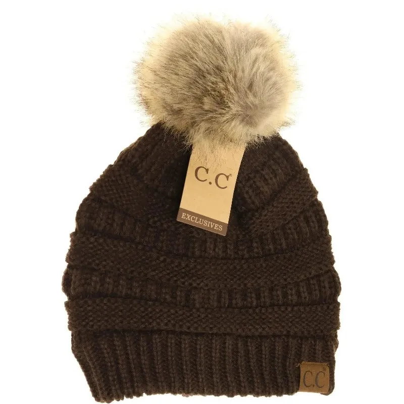 CC Beanie Fur Pom-Pom Beanie