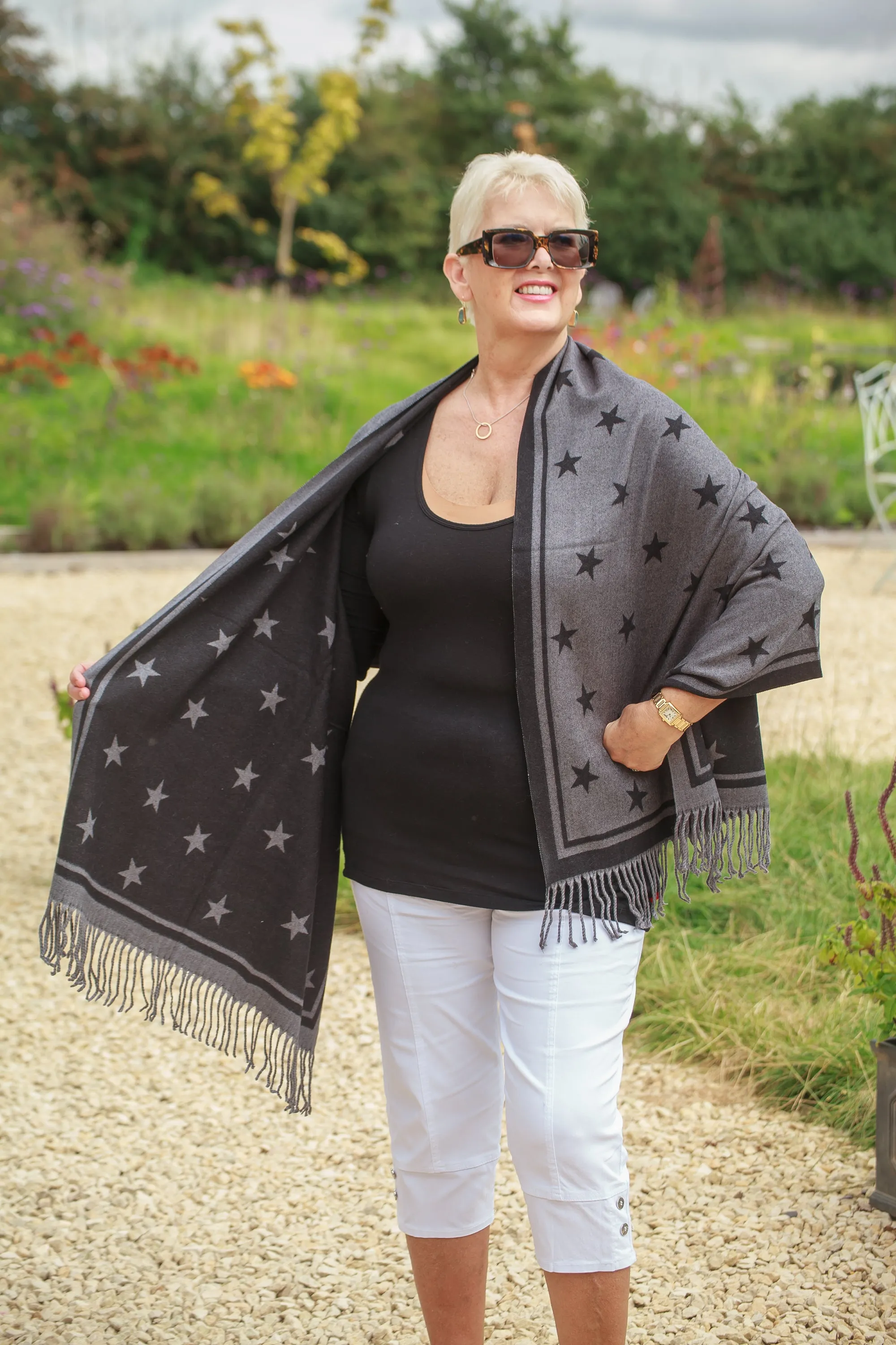 CELEBRITA - STAR PATTERN SCARF RMD202106-12 9 COLS