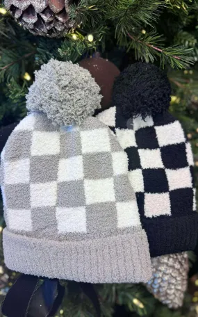 Checkered Beanie w/ Pom Pom**DEAL - COUPON EXCLUDED