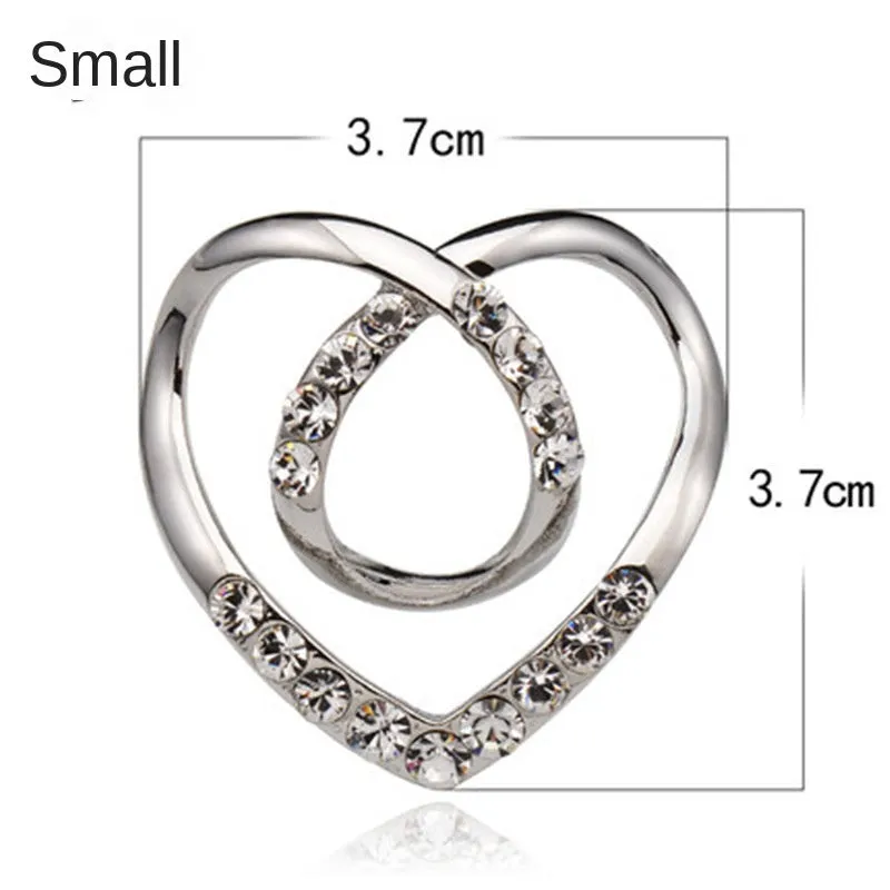 Chic Heart Rhinestone Scarf Buckle for Shirts and TShirts