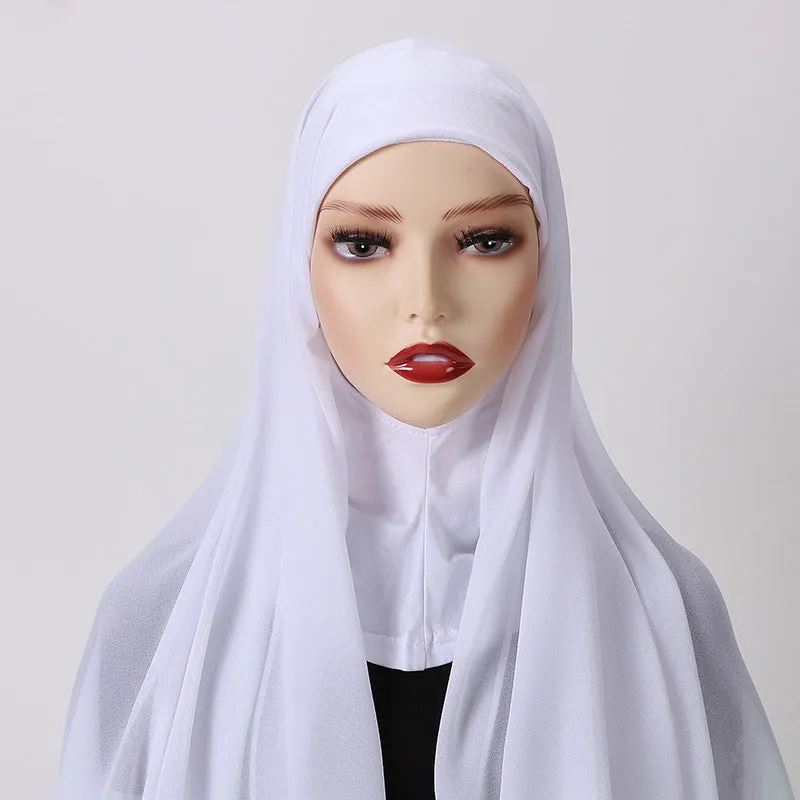 Chiffon Instant Hijab Scarfs Stretchable Shawl with Neck Cover