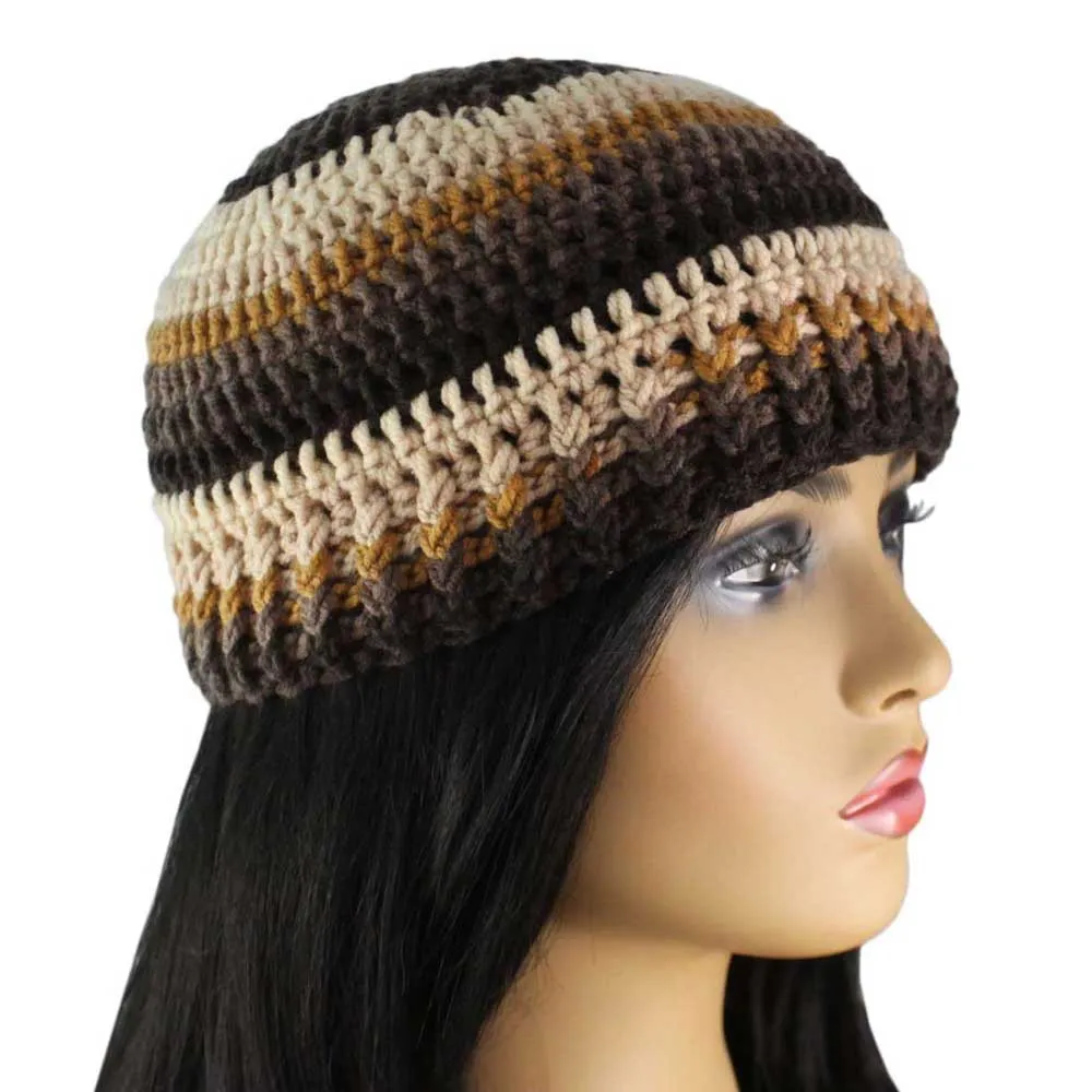 Chocolate Brown Crochet Snug Beanie Hat Medium/Large - JMCH60ML