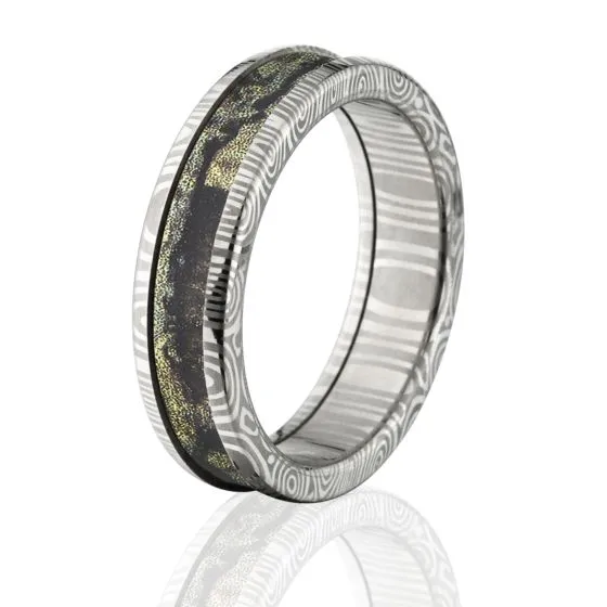 Damascus Steel Camo Rings: 6mm Break Up Infinity Camo Band