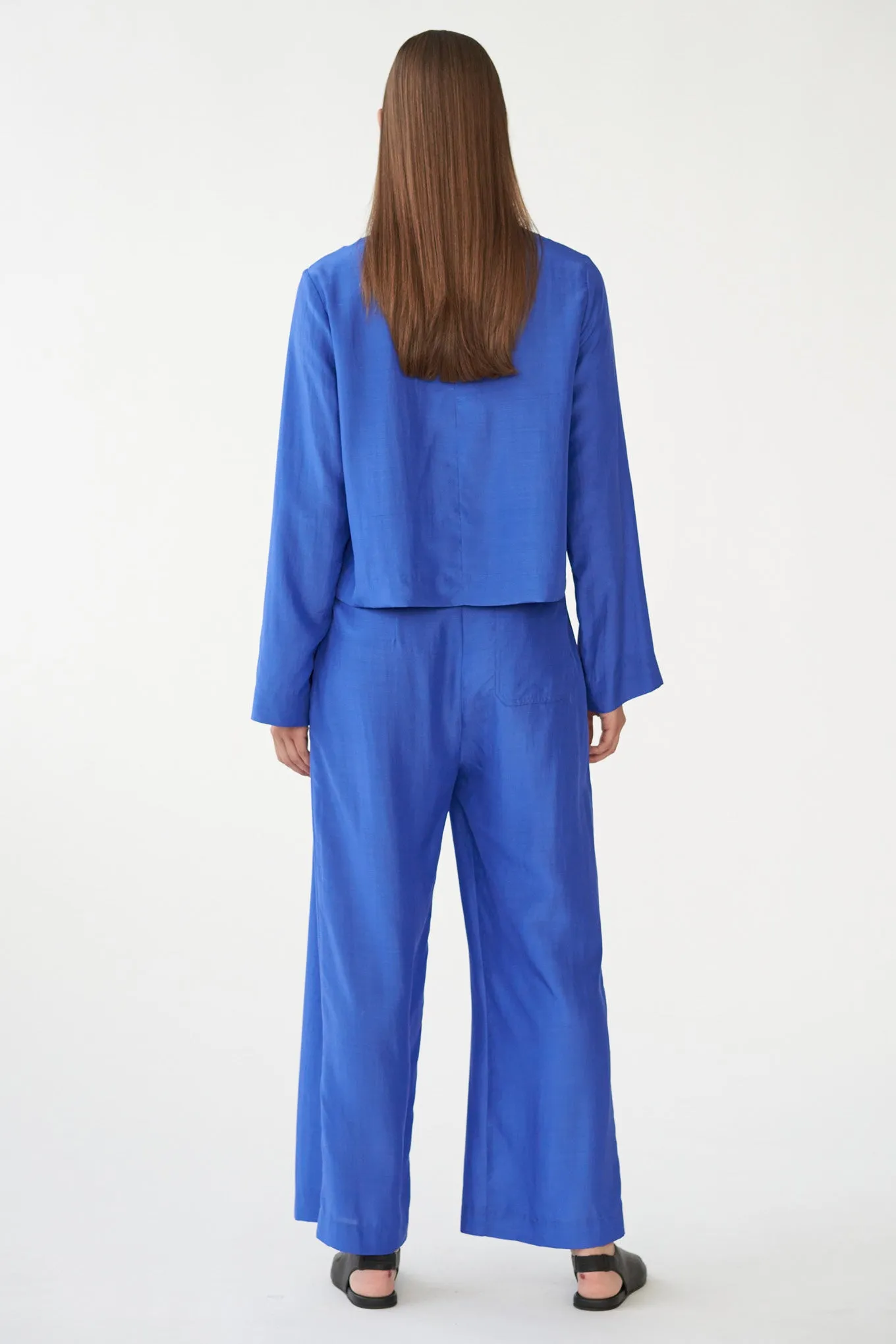 DEBBIE PANTS - KLEIN BLUE - RECYCLED SILK/SILK