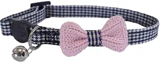 DESIGNER PINK BOW DOGTOOTH CAT COLLAR