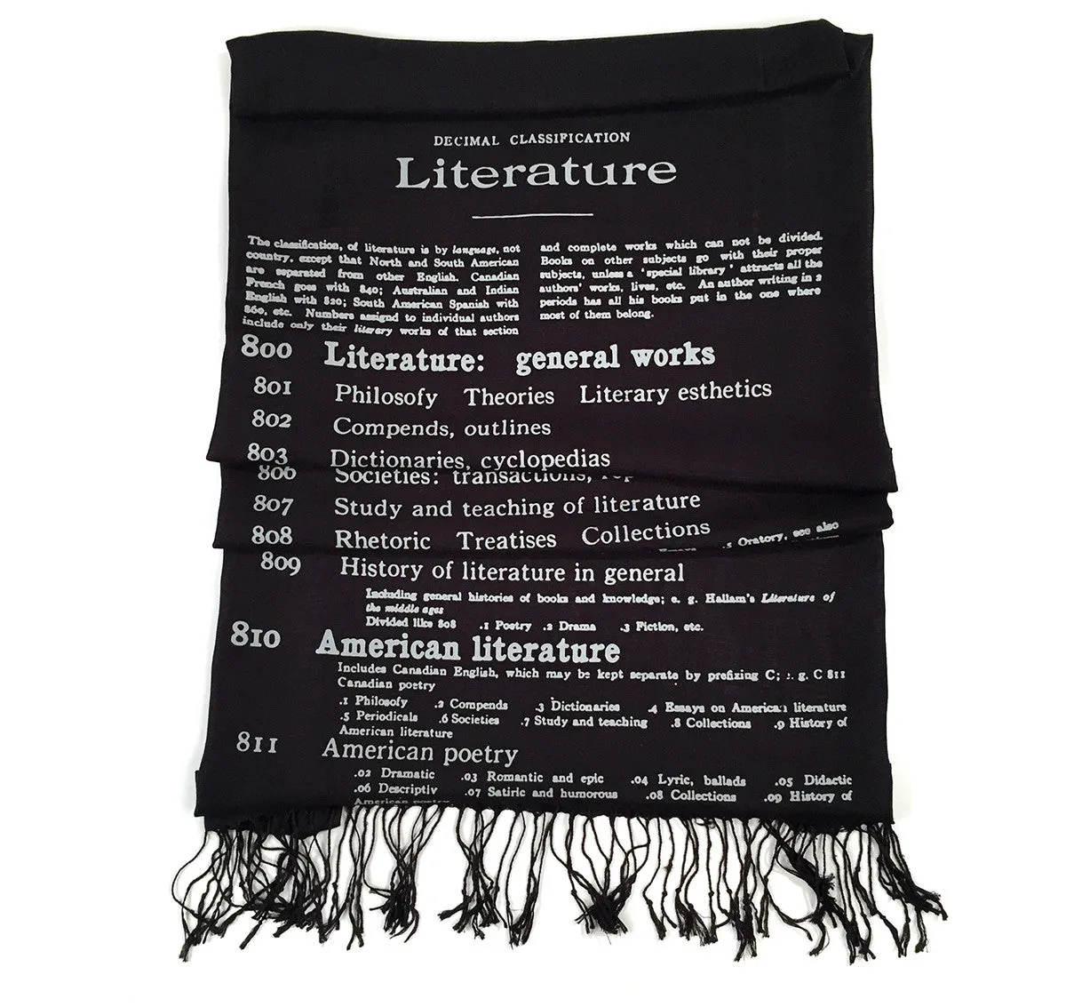 Dewey Decimal Literary linen weave pashmina scarf