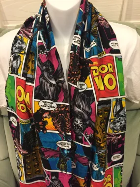 Doctor Who Comic Strip Infinity Scarf - Whovian Fashion Accessory | Sci-Fi Print | Unique Galactic Gift