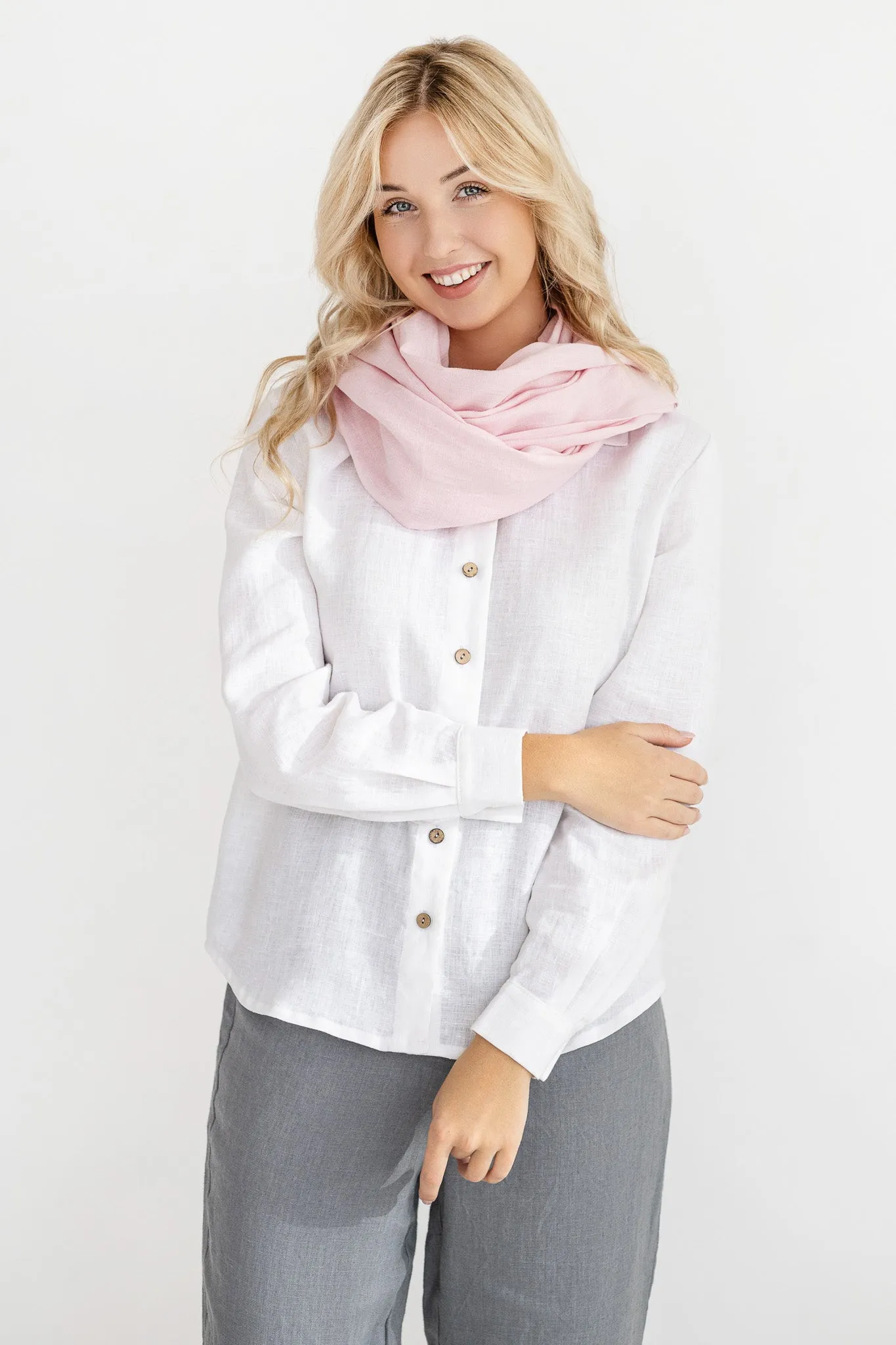 Dusty Rose Linen Scarf