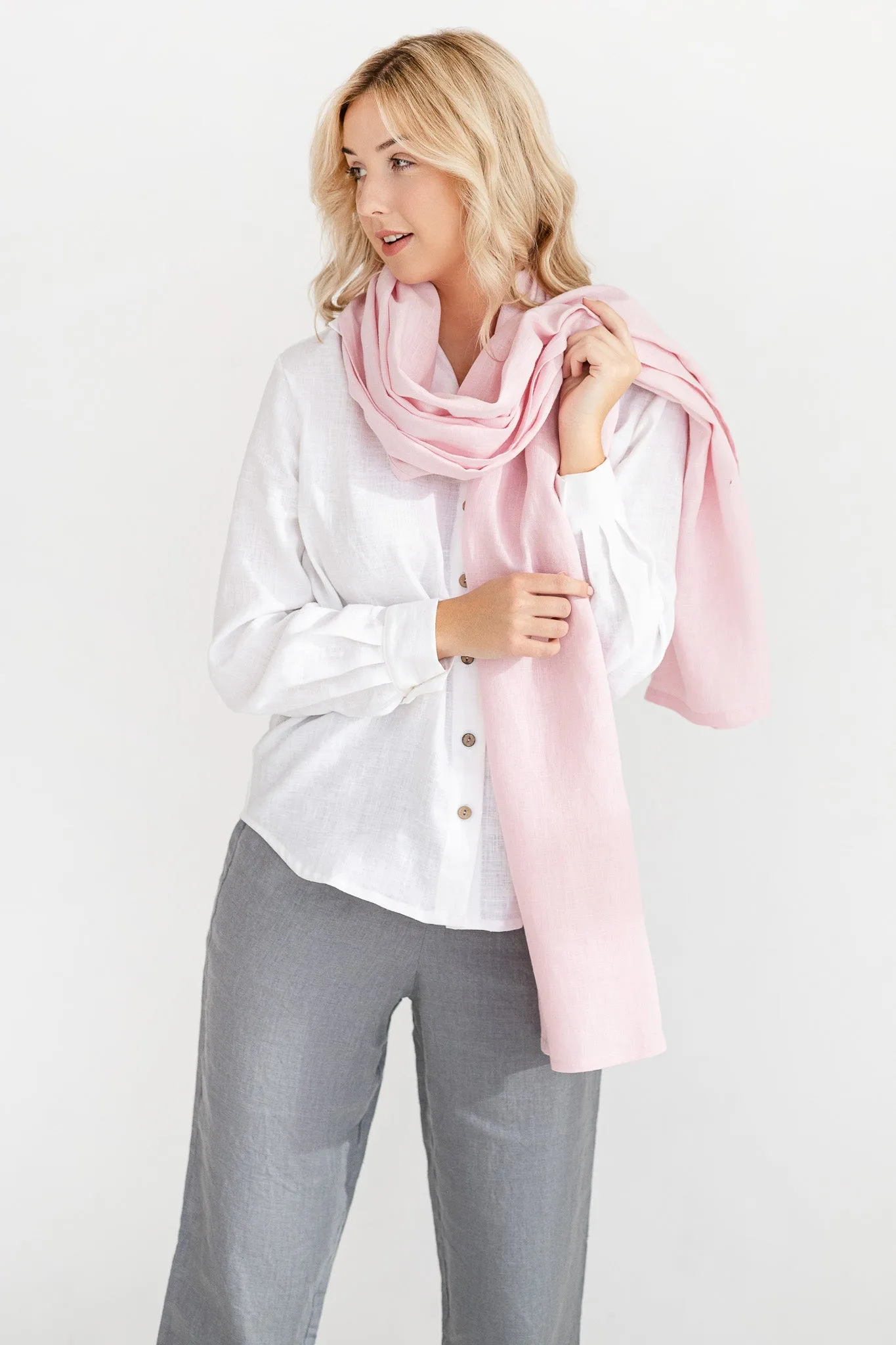 Dusty Rose Linen Scarf