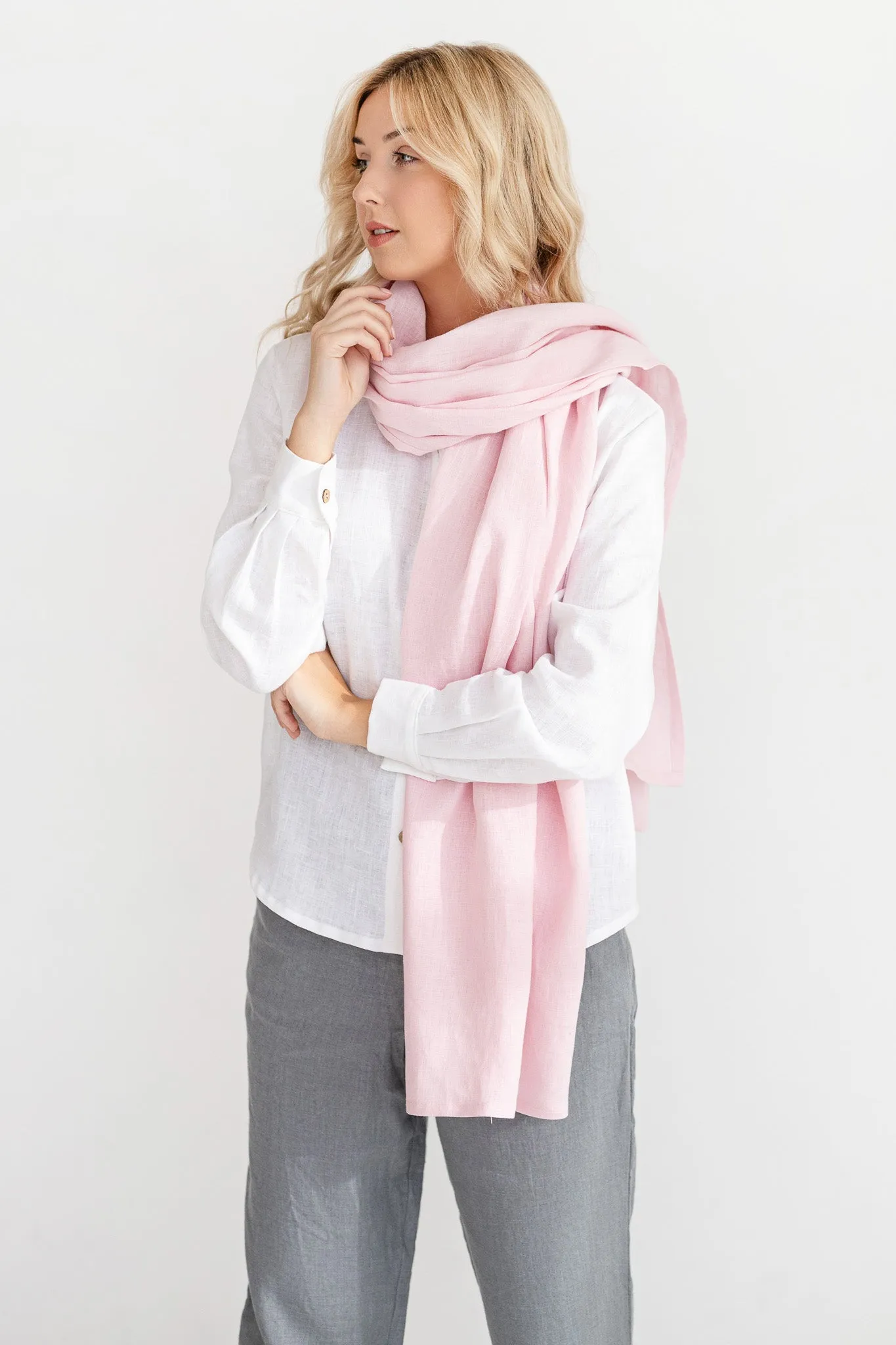 Dusty Rose Linen Scarf