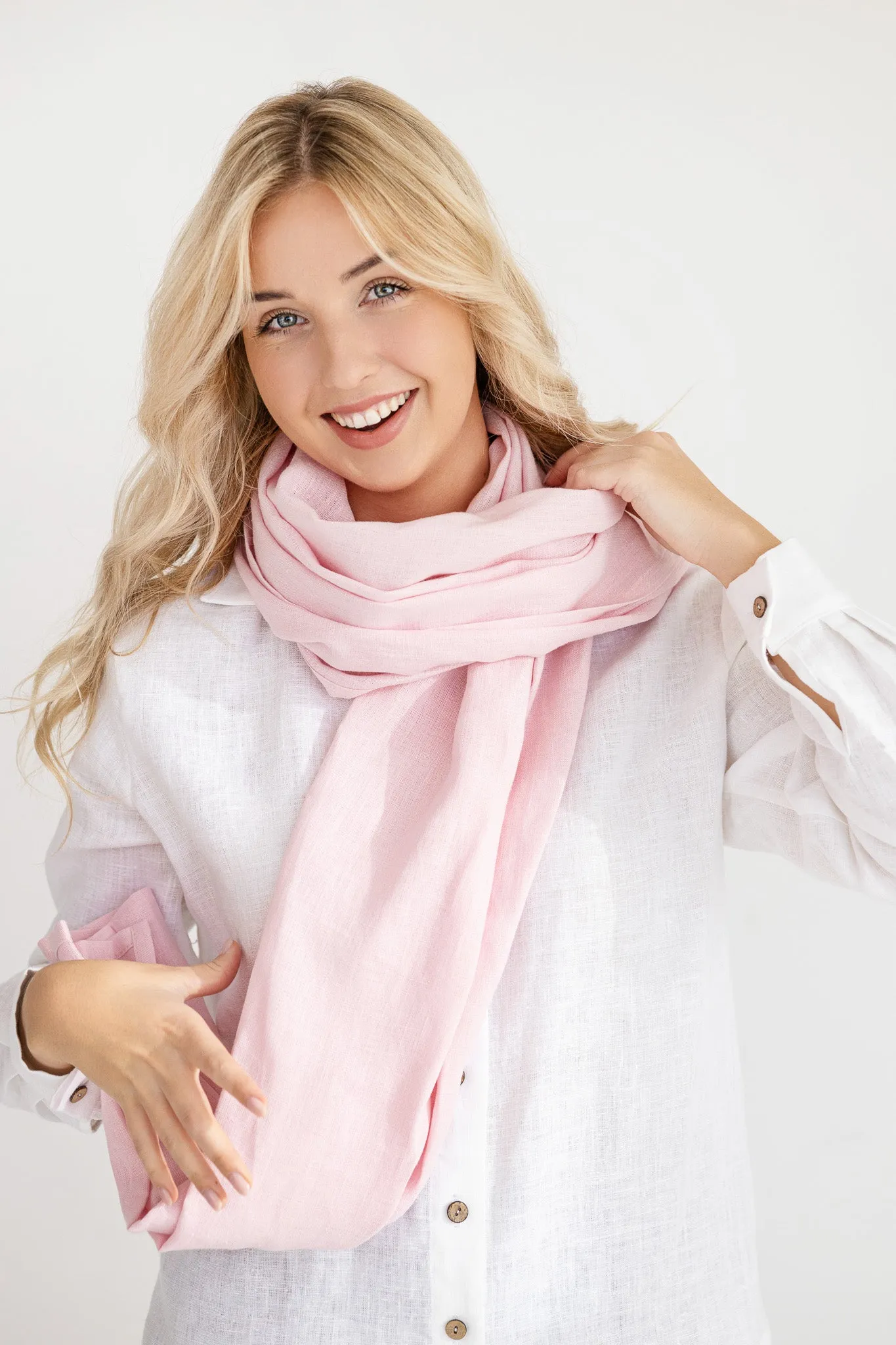 Dusty Rose Linen Scarf