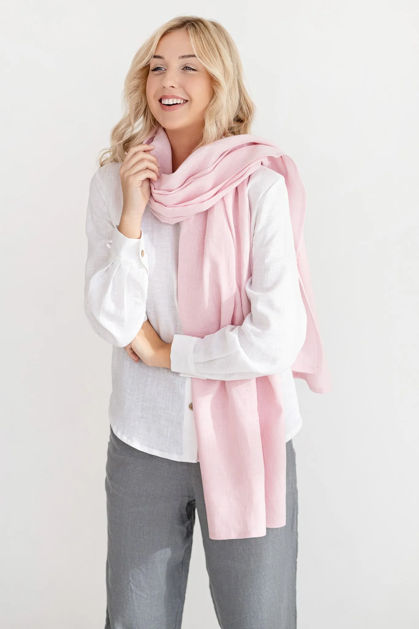 Dusty Rose Linen Scarf